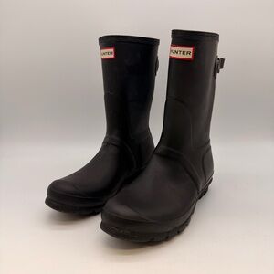 Hunter Original Short Black Rain Boots Women US 10 EU 42 Waterproof Rubber